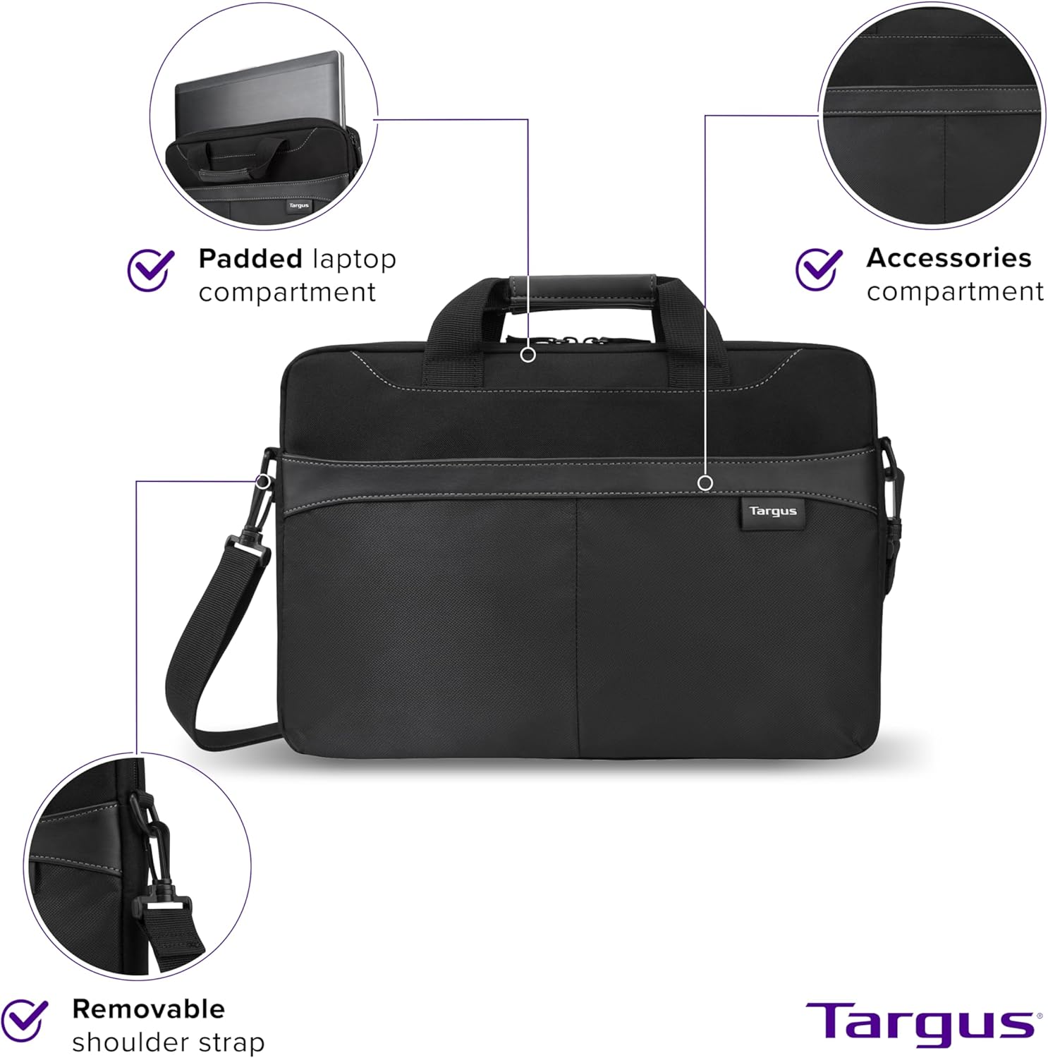 Targus Laptop Slim Briefcase for Laptops up to 15.6-inches Over-the-shoulder Case for Dell HP Lenovo Apple and Microsoft