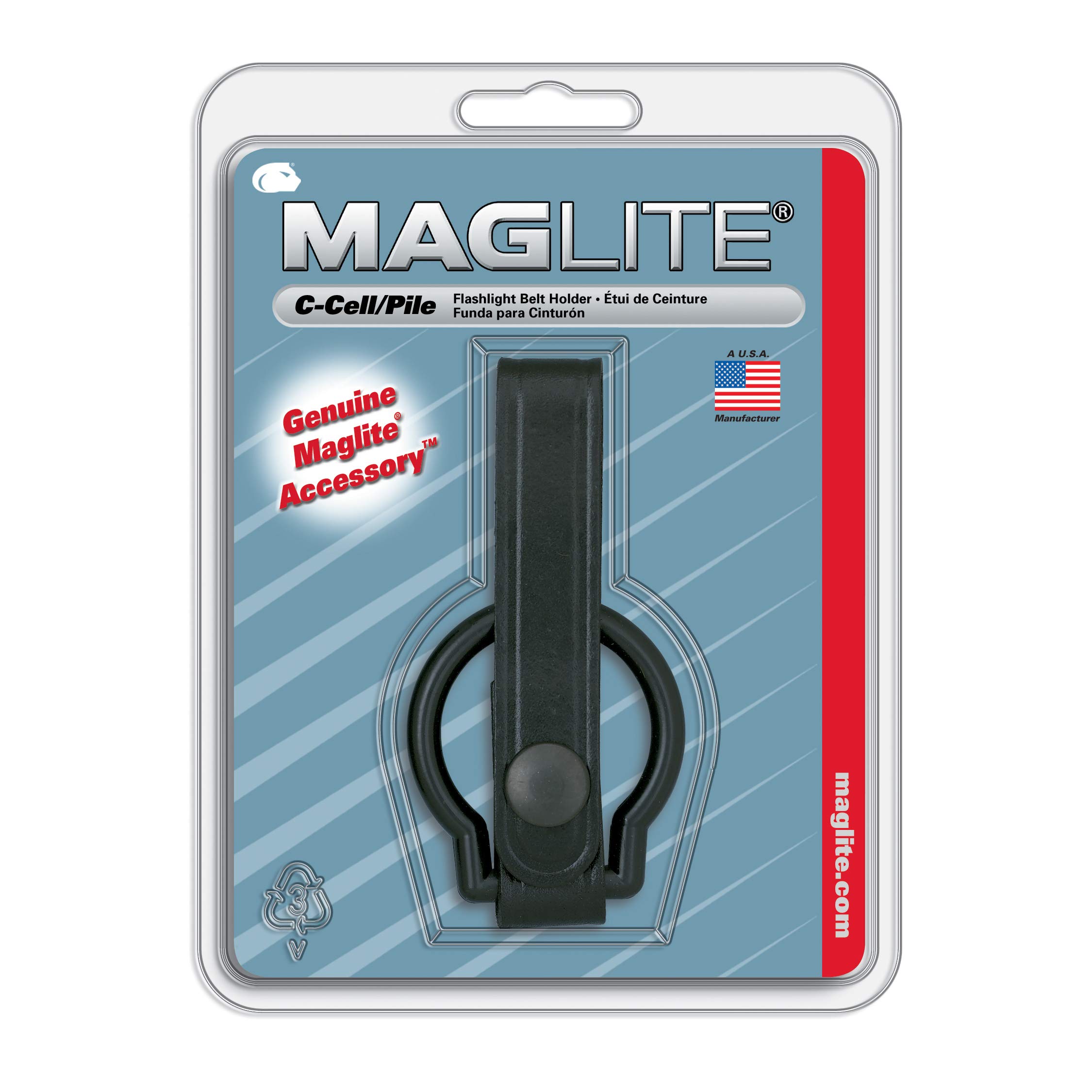 MagLite ASXC046Maglite Black Plain Leather Belt Holder for C-Cell Flashlight