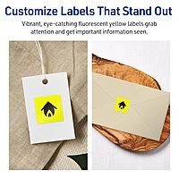 Avery Printable Square Labels, Sure Feed Technology, 1-1/2" x 1-1/2", Neon Yellow Labels, Print-to-The-Edge, Laser/Inkjet Printable, 200 Total, Great for Jars and More 200 labels