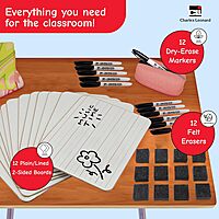 CHARLES LEONARD Dry Erase Lapboard Class Pack with Markers and Erasers