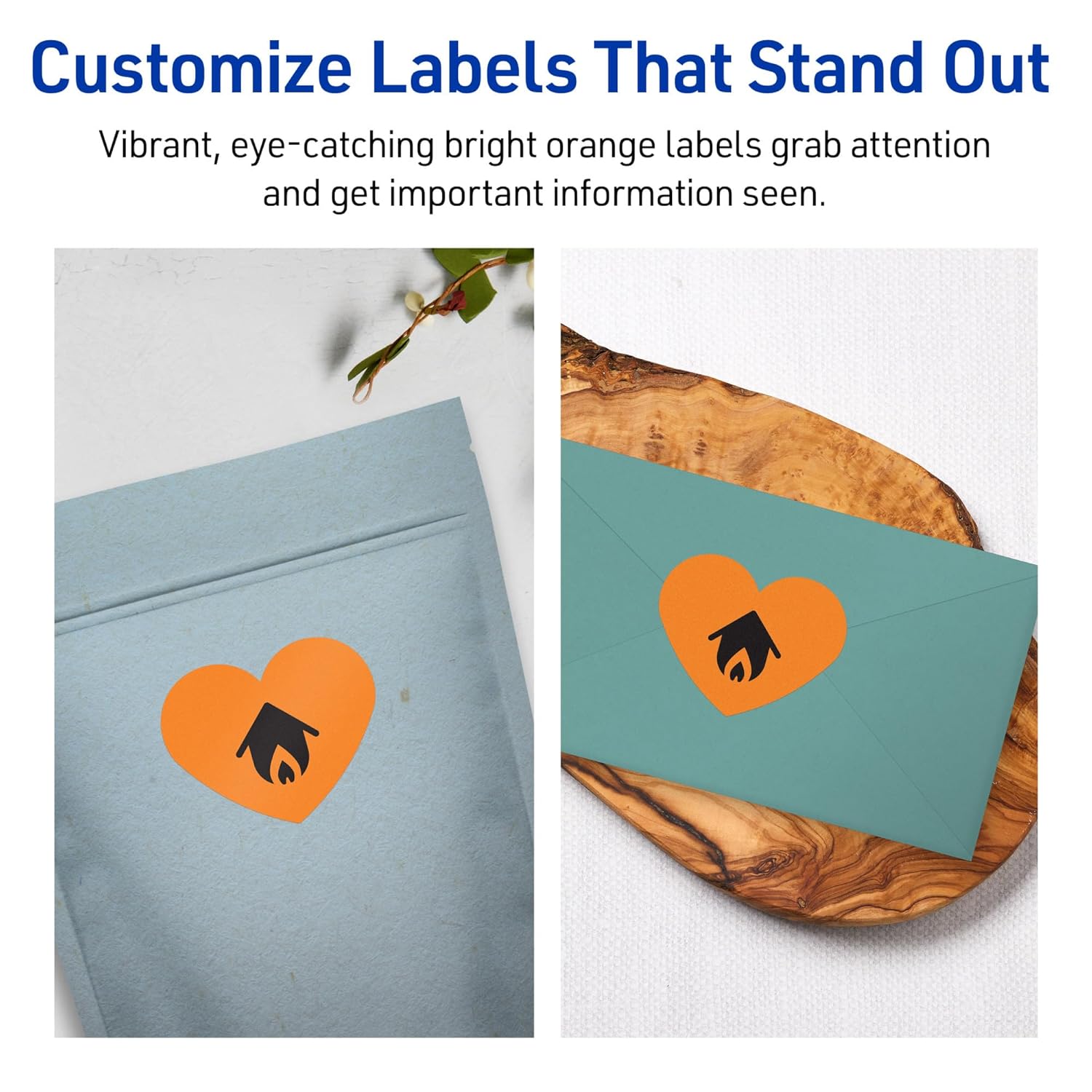 Avery Printable Heart Labels, Sure Feed Technology, Print-to-The-Edge, Laser/Inkjet Printable