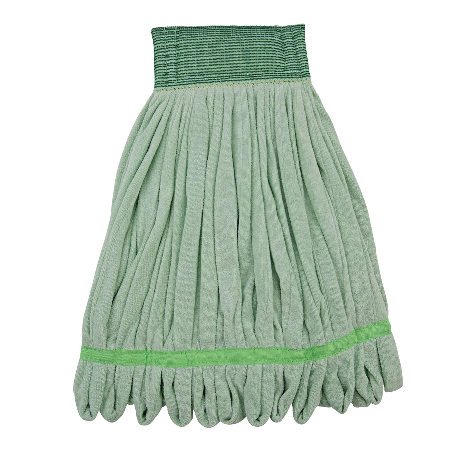 Boardwalk Microfiber Looped-End Wet Mop Heads, Medium, Green, 12/Carton