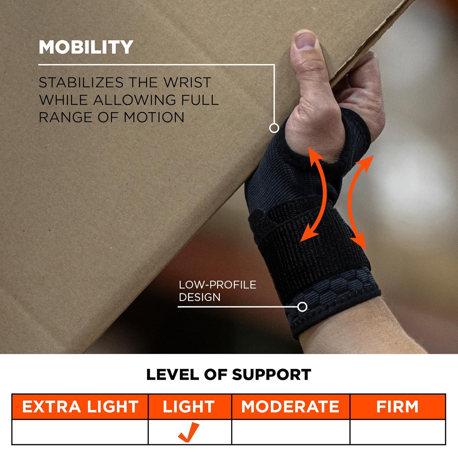 ERGODYNE ProFlex 680 Wrist Support Sleeve, Compression Style, Adjustable Single Strap