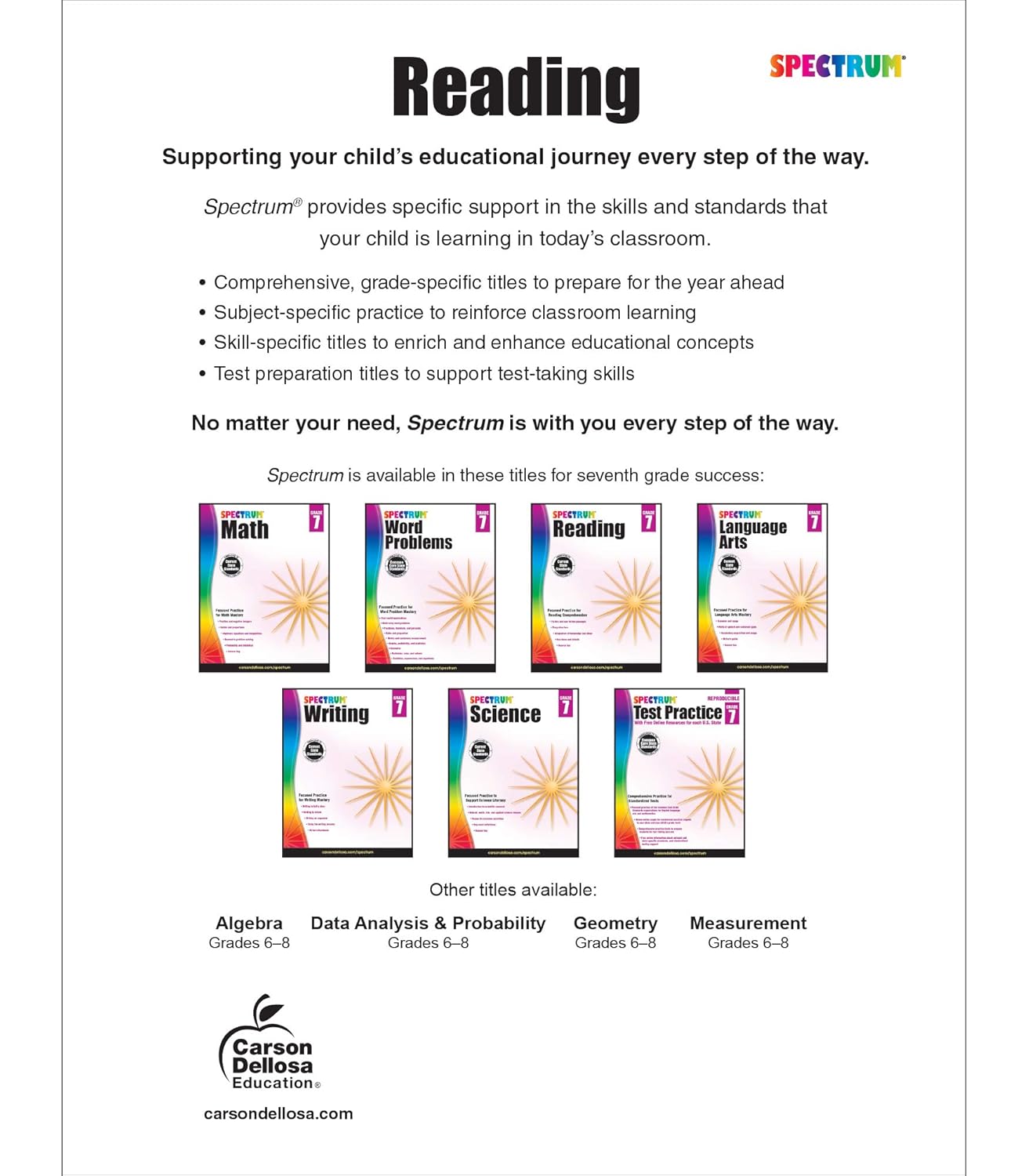 Spectrum Reading Comprehension Grade 7, Ages 12 to 13, 7th Grade Reading Comprehension Workbooks Covering Nonfiction