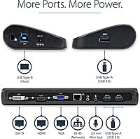 StarTech.com Dual Monitor USB 3.0 Laptop Docking Station with HDMI/DVI/VGA, 3x USB-A Hub, GbE, Audio