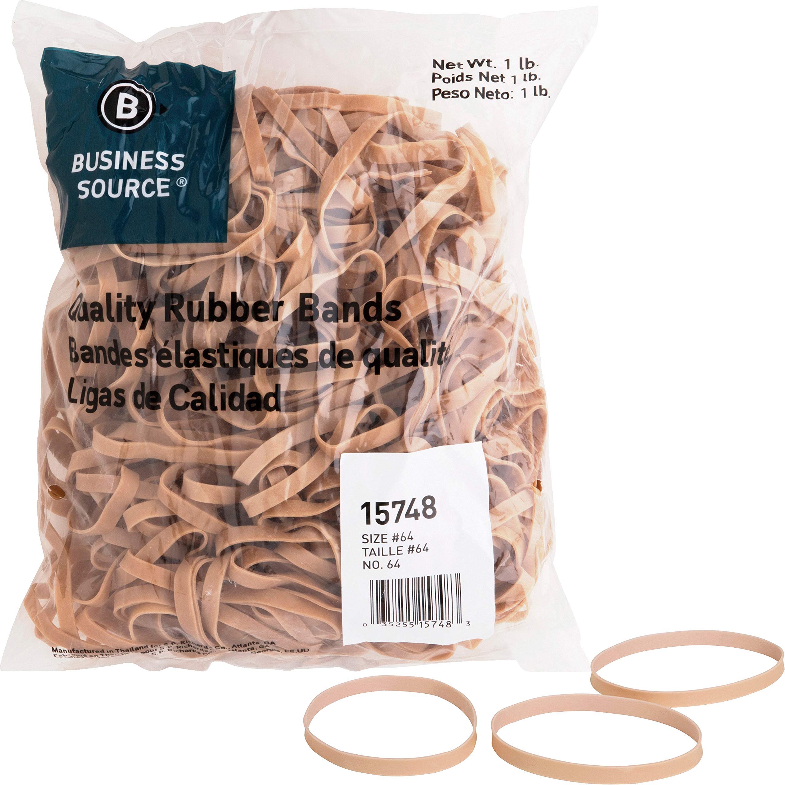 Business Source Quality Rubber Bands - Size: #64 - 3.3in Length x 0.3in Width - Sustainable - Rubber - Crepe - 320 / Pack