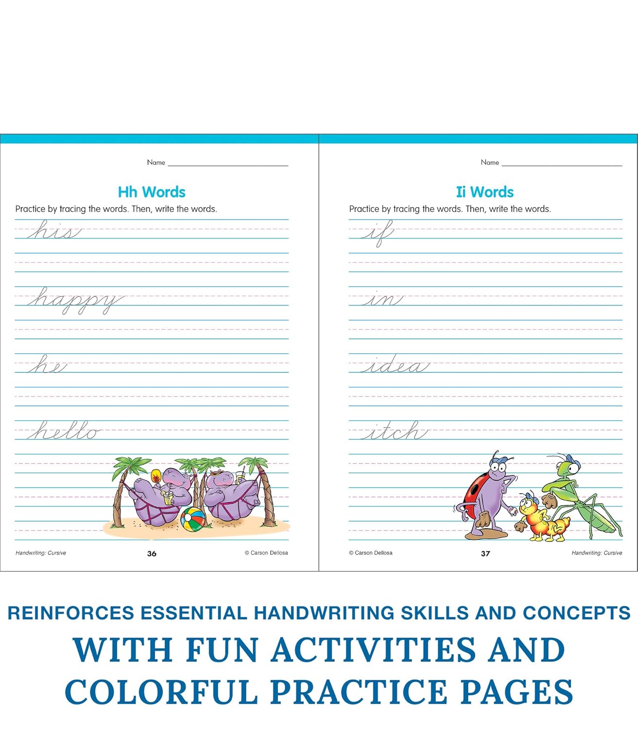 Carson Dellosa Grades 2-5 Cursive Handwriting Workbook, Writing Book With Sight Words, Sentences