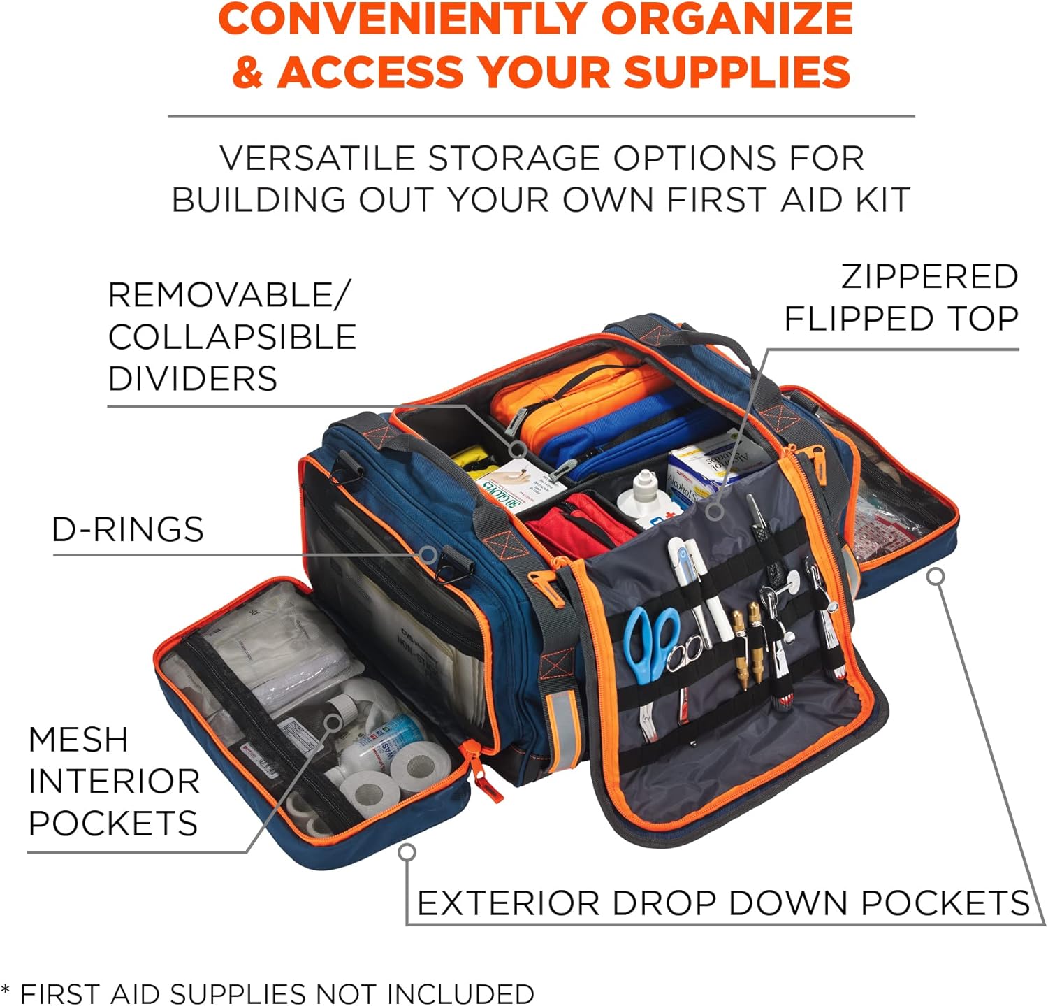 Ergodyne Arsenal 5216 First Responder Medical Trauma Supply Jump Bag for EMS, Police, Firefighters , Blue
