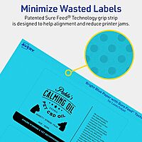Avery Printable Rectangle Labels, Sure Feed Technology, 3" x 5", Bright Blue, Print-to-the-Edge, Laser/Inkjet Printable