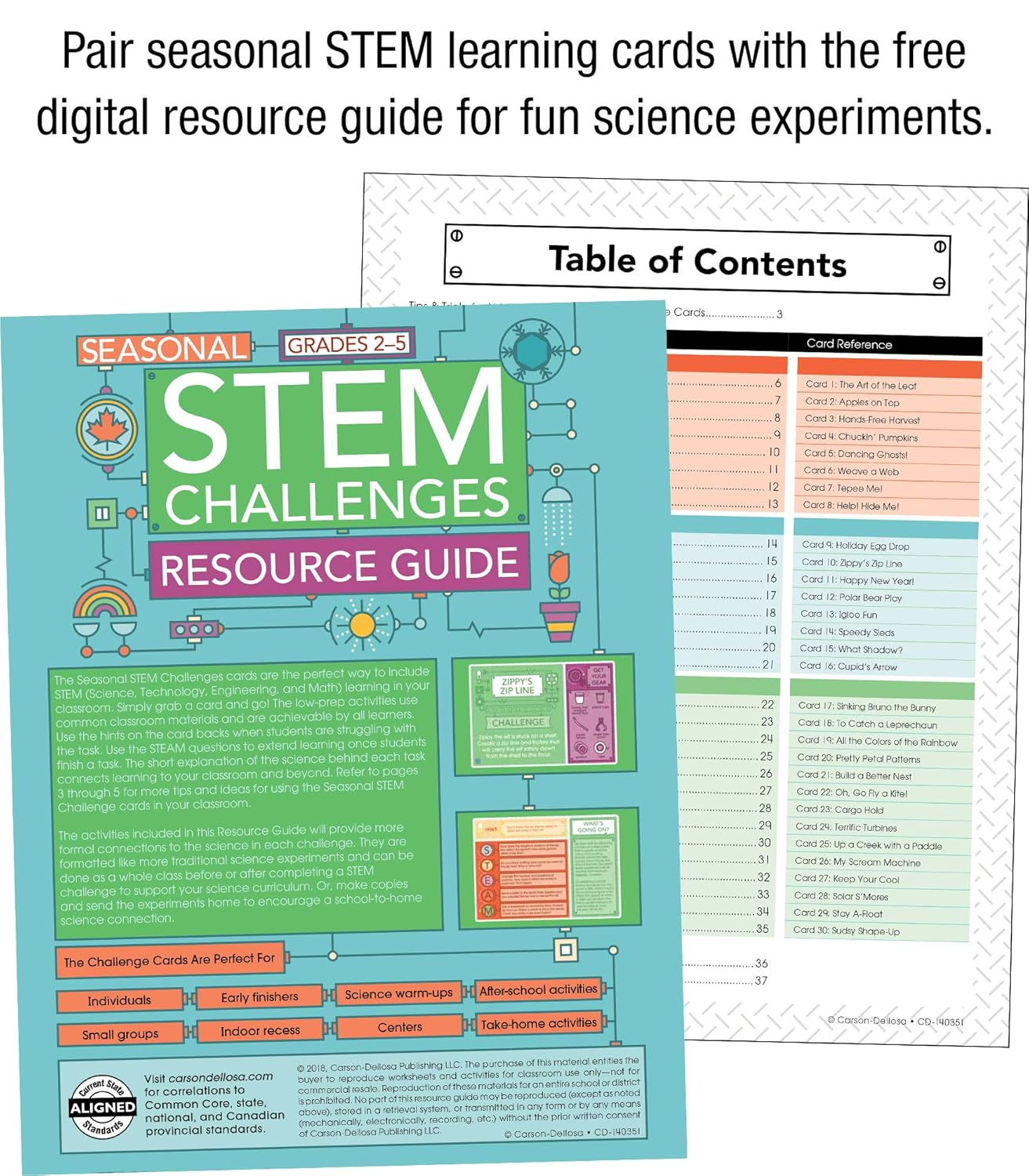 CARSON DELLOSA EDUCATION STEM Challenges Card Set for Grades 2-5