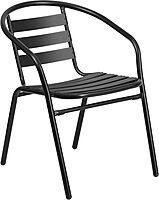 Flash Furniture Lila Black Metal Restaurant Stack Chair with Aluminum Slats Black Set of 1