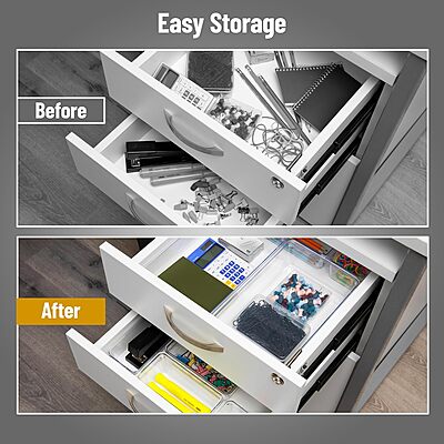 MIND READER Drawer Organizer Set, Multi-Piece Storage Trays for Kitchen, Bathroom, Office & More
