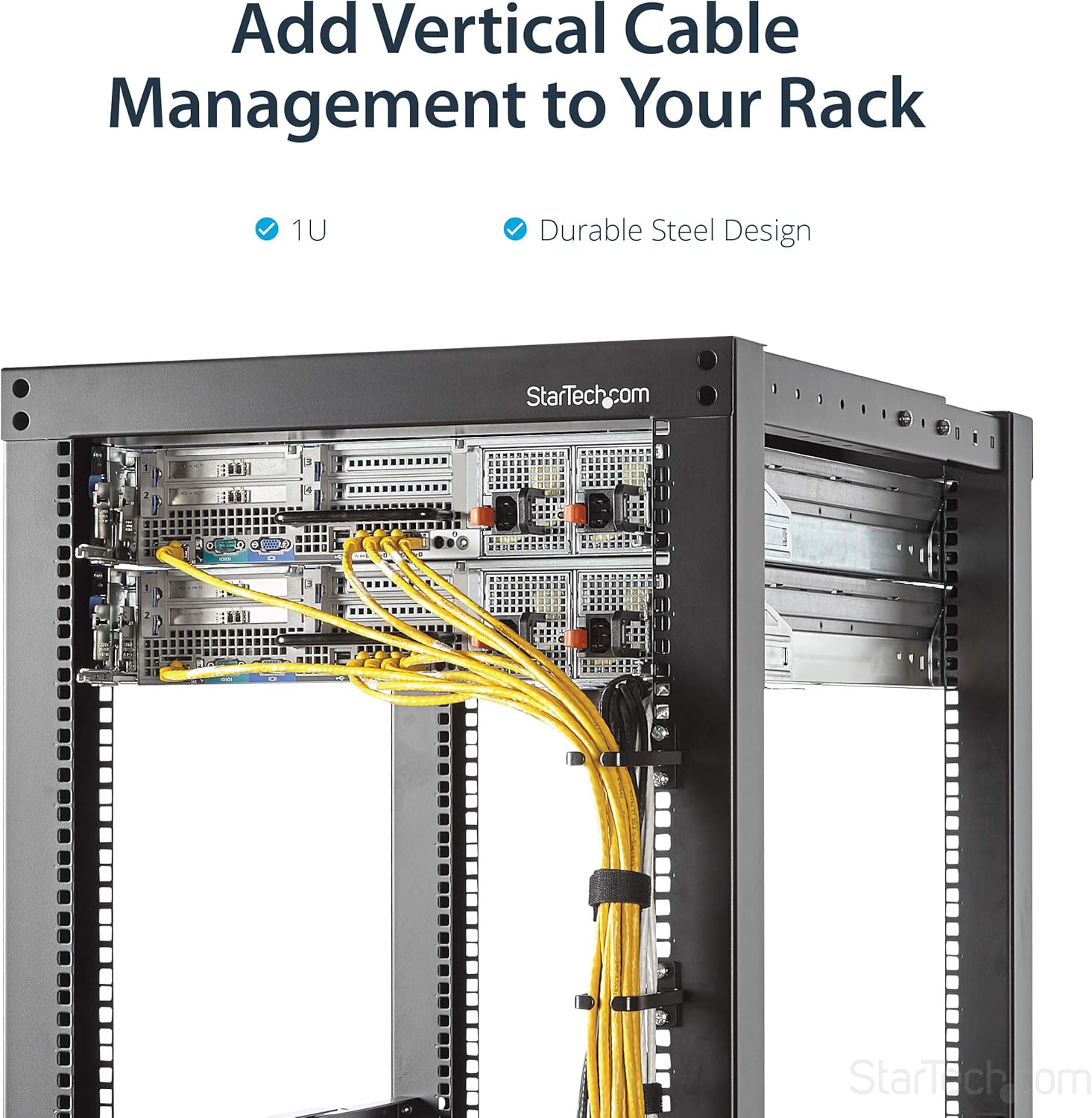 StarTech.com 1U Vertical Cable Management D-Ring Hooks