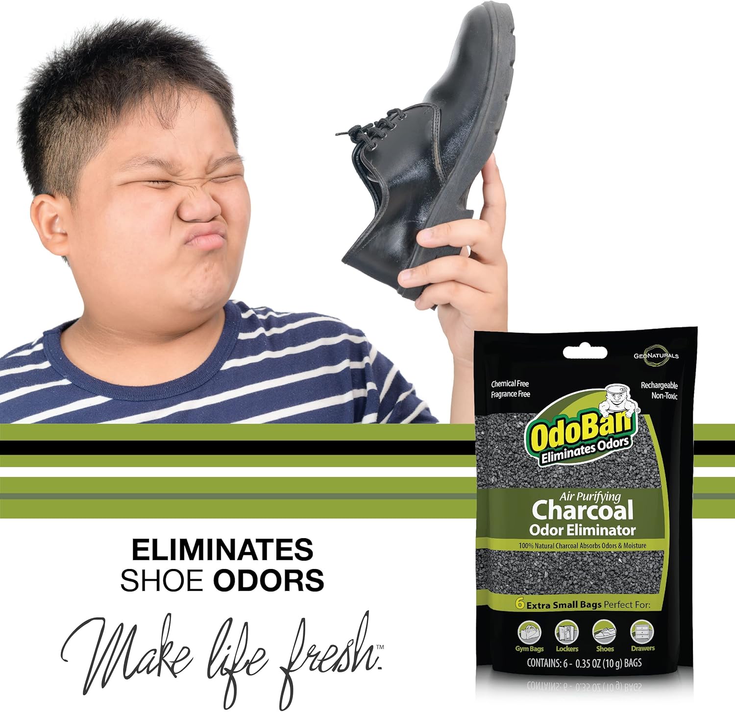 OdoBan Air Purifying Charcoal Natural Odor Eliminator, Non-Toxic Formula, Made in the USA, Fragrance Free