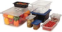 Carlisle FoodService Products 10339Z07 EZ Access Hinged Lid with Handle and Notch, Ninth Size, Clear