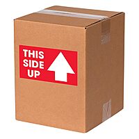 Tape Logic Aviditi Tape Logic 3" x 5", "This Side Up" Red/White Arrow Warning Sticker, for Shipping, Handling, Packing