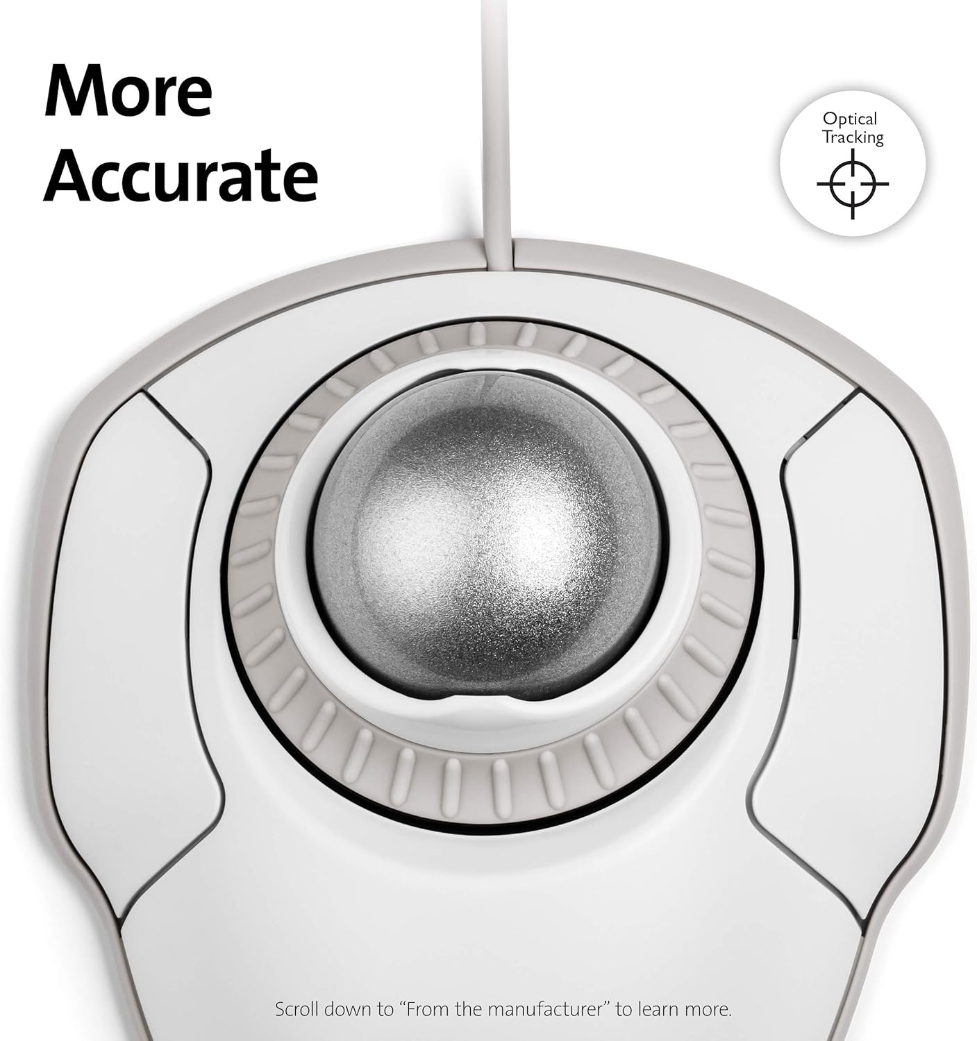 Kensington Orbit Trackball Mouse with Scroll Ring (White) (K72500WW) White-Grey wired usb