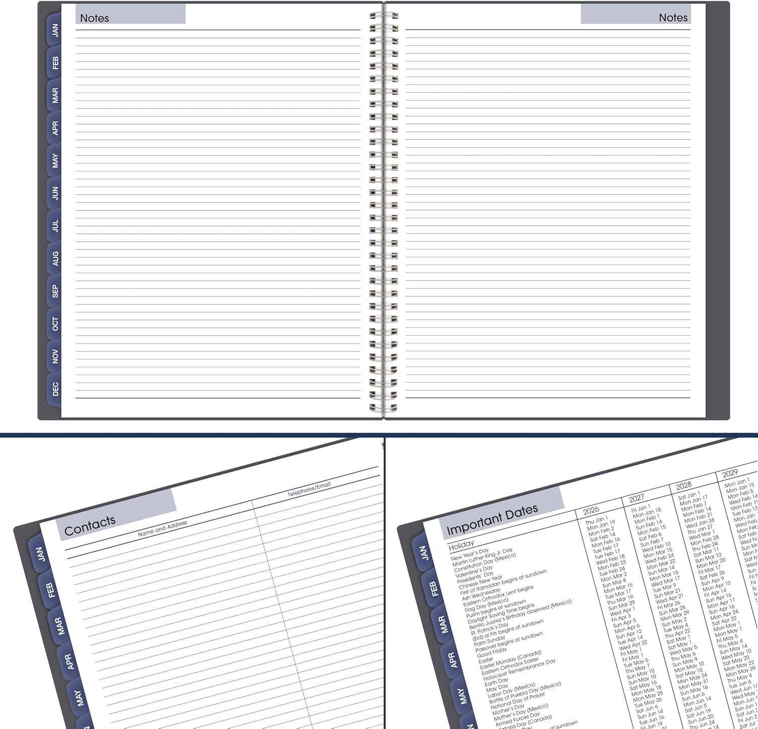 AT-A-GLANCE 2026 Planner, Weekly & Monthly, 8-1/2" x 11", Large, Spiral Bound, DayMinder, Gray (GC5450726)