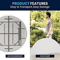 Flash Furniture Round Bi-Fold Plastic Banquet And Event Folding Table