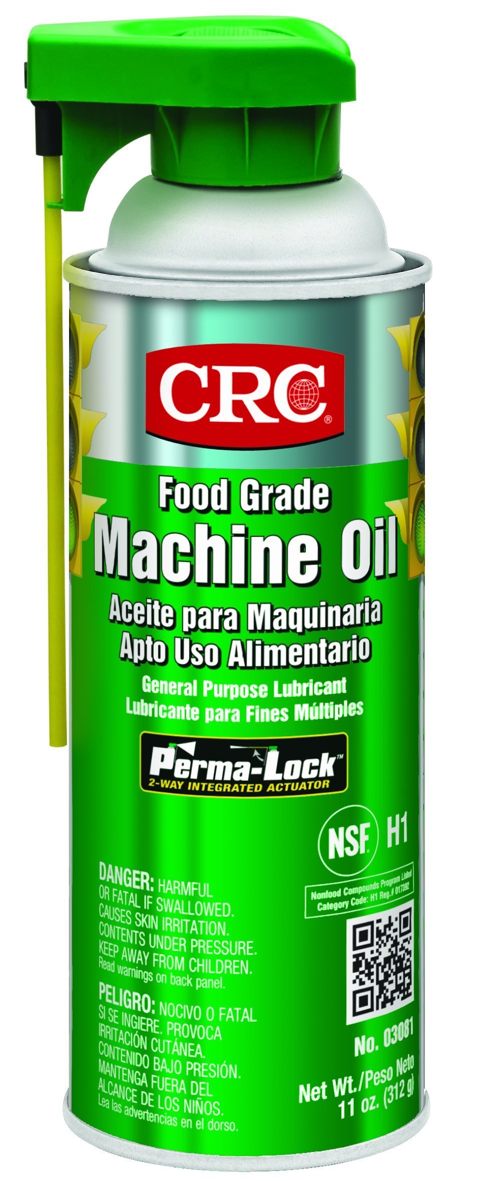 CRC 03081 General Purpose Food Grade Machine Oil Spray, (Net Weight: 11 oz.) 16oz Aerosol,Clear 1 Pack
