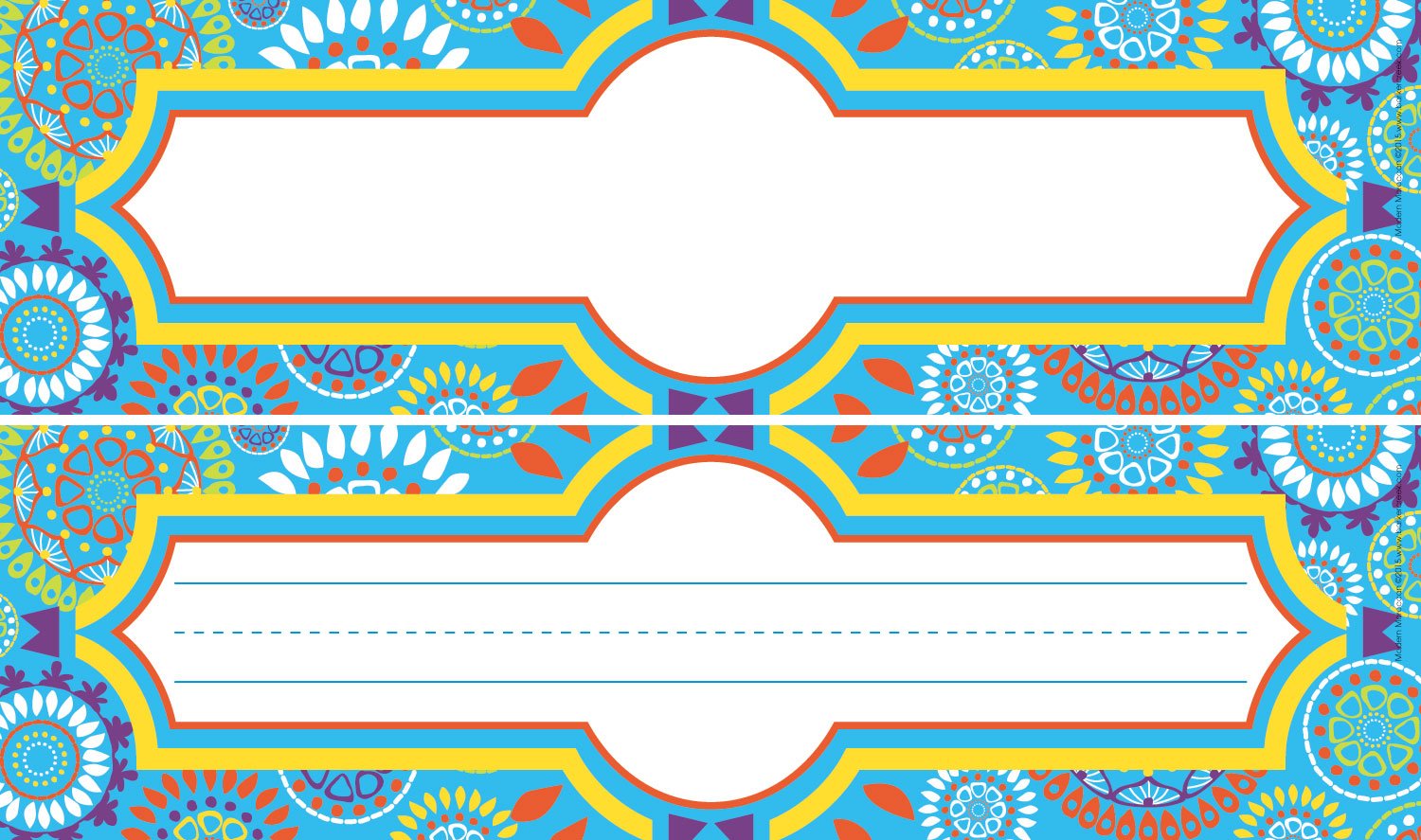 Barker Creek Double-Sided Desk Nameplates & Bulletin Board Signs, Moroccan, Multi-Purpose Desk Nameplates