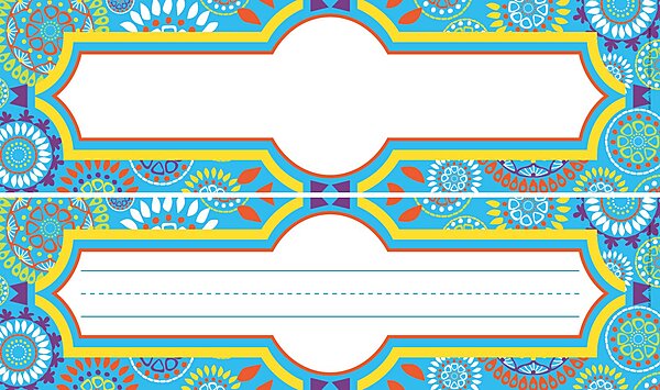 Barker Creek Double-Sided Desk Nameplates & Bulletin Board Signs, Moroccan, Multi-Purpose Desk Nameplates, Bulletin Board Signs, Word Walls and More! 3.5" x 12", Pack of 36 (1430)