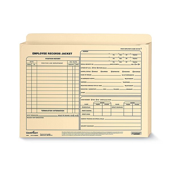 ComplyRight Letter-Size Expandable Employee Record Jackets, 12in x 9in x 1in, Pack Of 25