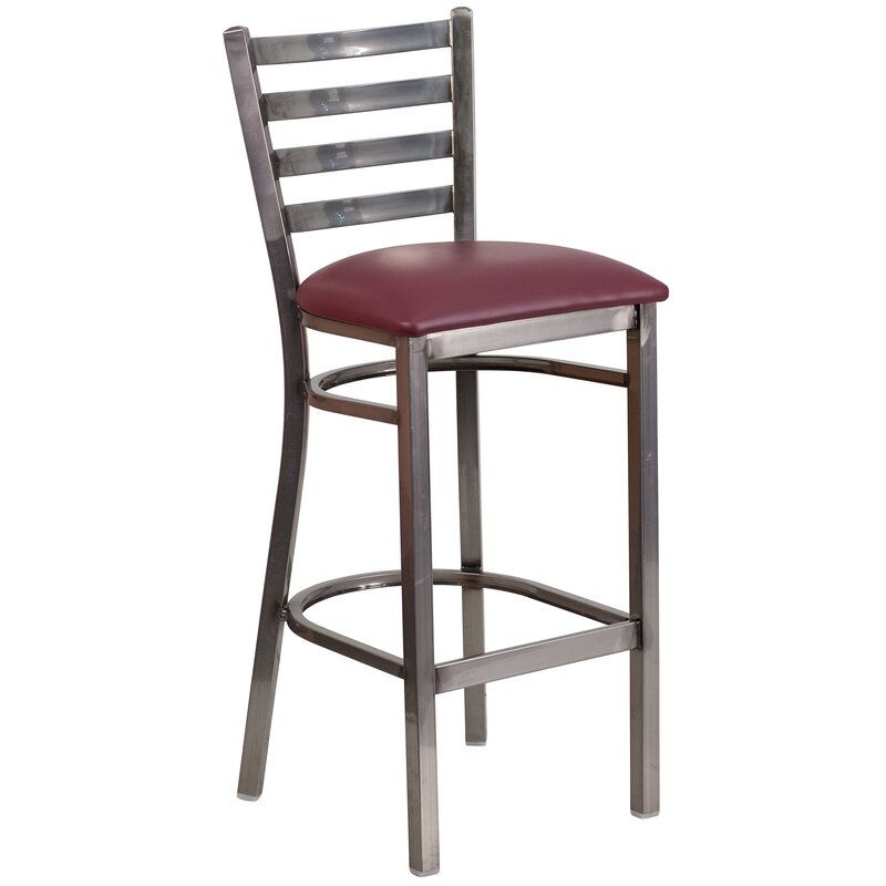 Flash Furniture HERCULES Series Clear Coated Ladder Back Metal Restaurant Barstool