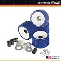 C.E. Smith Ribbed Roller Replacement Kit - 4-Pack - Blue