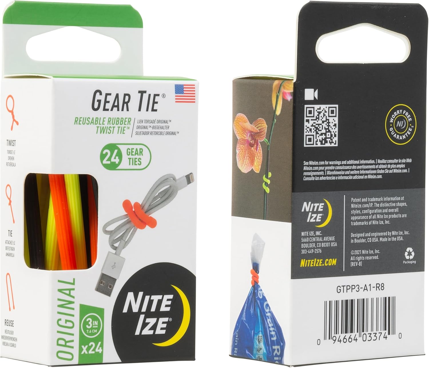 Nite Ize Original Gear Tie Reusable Rubber Twist Cord Organizers