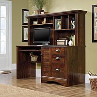 Sauder Harbor View Home Office Computer Desk with Hutch and Keyboard Tray