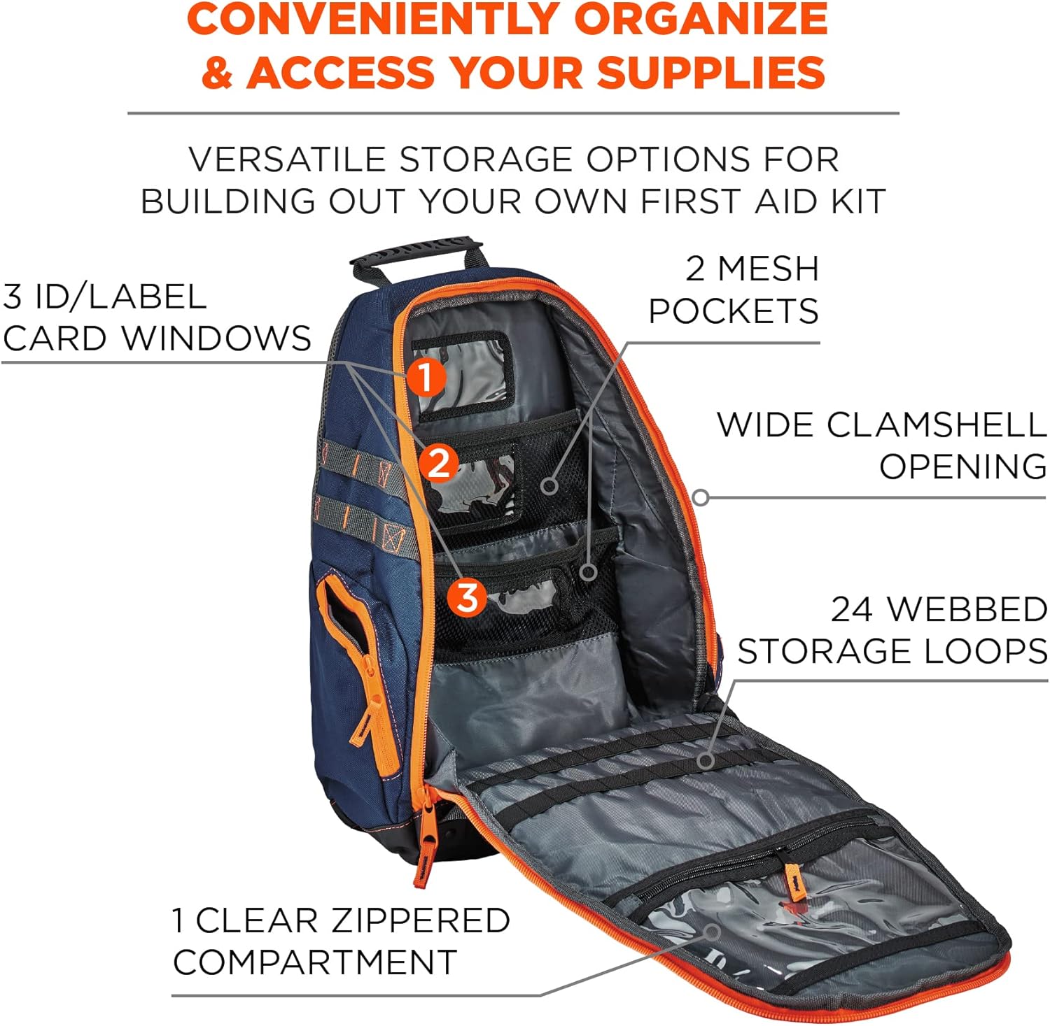 Ergodyne Arsenal 5244 Medic First Responder Trauma Backpack Jump Bag for EMS, Police, Firefighters, Blue Ems Bag