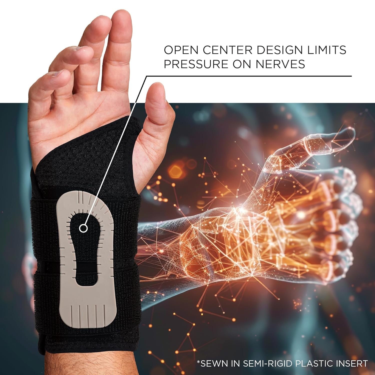 ERGODYNE ProFlex 4015 Wrist Brace Support with Open Center Semi-Rigid Palm Stay