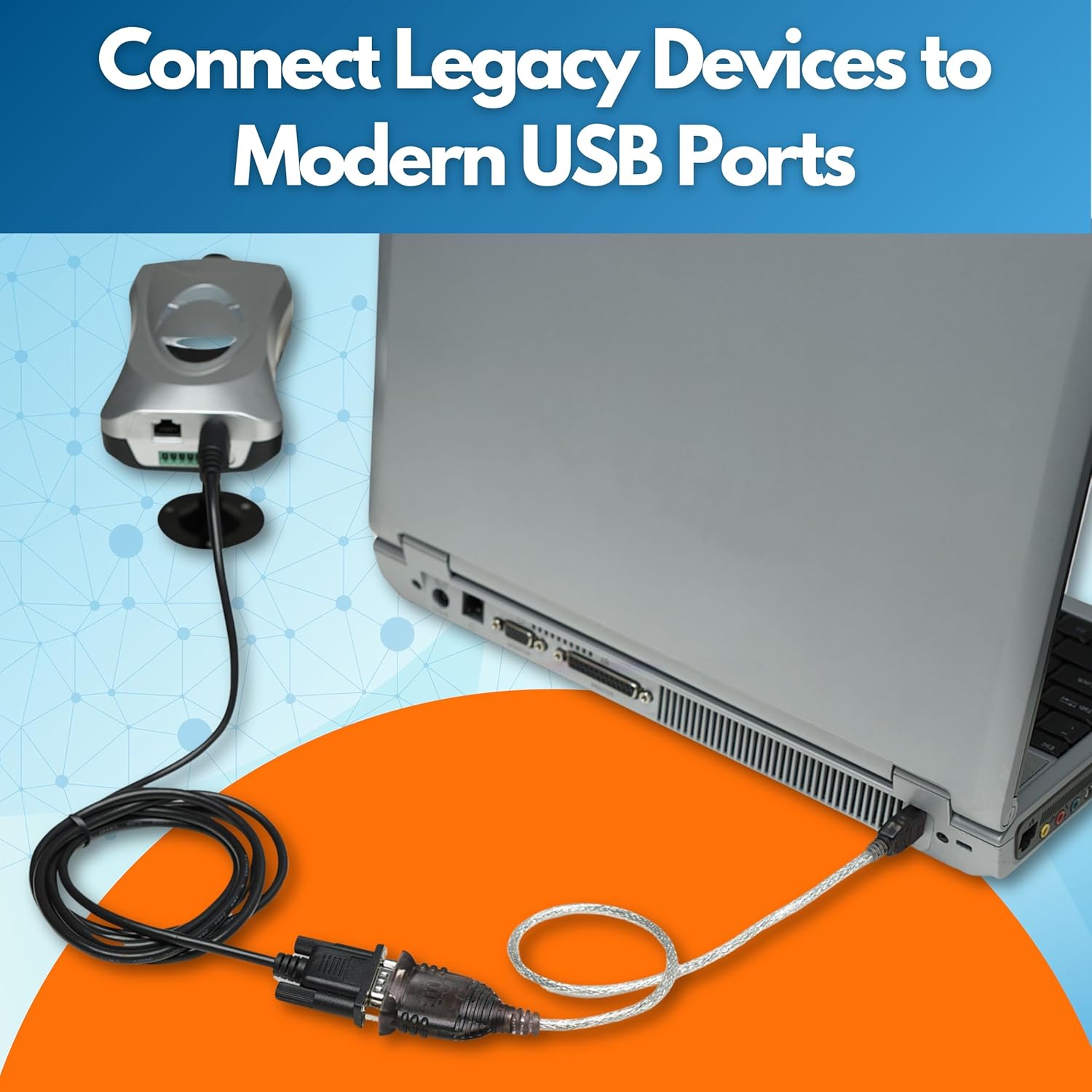 Manhattan USB to RS232 Serial Adapter Converter – Long 18 Inch Cable Cord, 24 AWG - Connects Serial Device to a USB Port