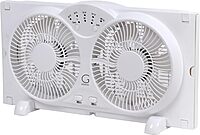Genesis Twin Fan High Velocity Reversible AirFlow Fan, LED Indicator Lights Adjustable Thermostat & Max Cool Technology, ETL Certified, White (A1WINDOWFAN)