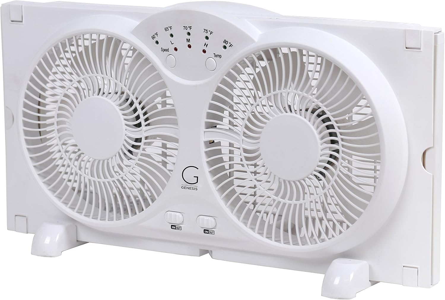 Genesis Twin Fan High Velocity Reversible AirFlow Fan, LED Indicator Lights Adjustable Thermostat & Max Cool Technology