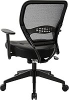 SPACE Seating Professional AirGrid Dark Back and Padded Black Eco Leather Seat, 2-to-1 Synchro Tilt Control, Adjustable Arms and Tilt Tension with Nylon Base Managers Chair