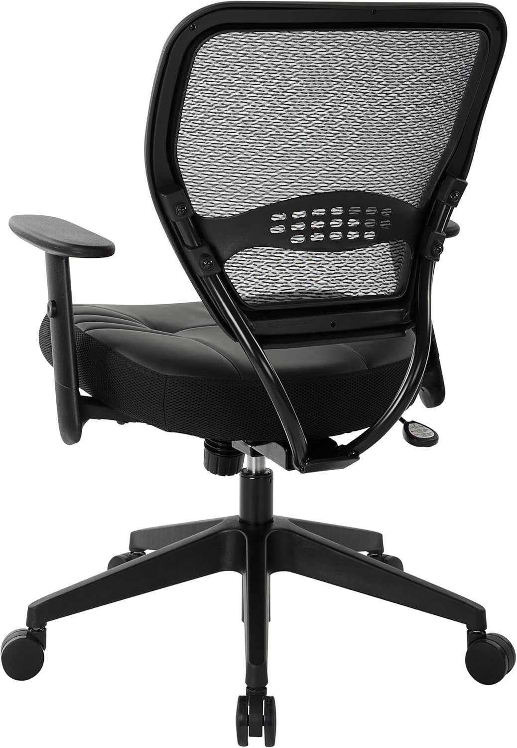 SPACE Seating Professional AirGrid Dark Back and Padded Black Eco Leather Seat, 2-to-1 Synchro Tilt Control