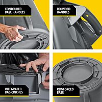 Rubbermaid Commercial Products BRUTE Heavy-Duty Round Trash/Garbage Can with Venting Channels, 32-Gallon, Black