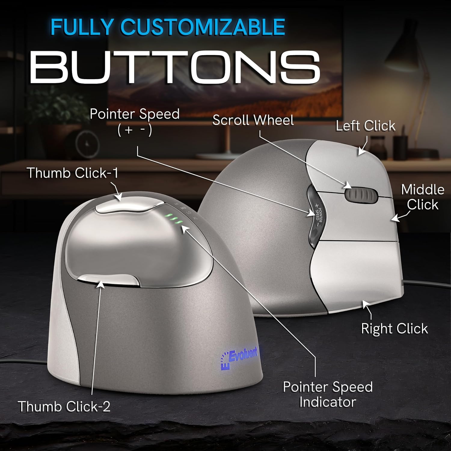 Evoluent – The Original Vertical Mouse – VM4R Ergonomic Vertical Mouse Right Hand Med-to-L Wired USB, Sculpted for Comfort