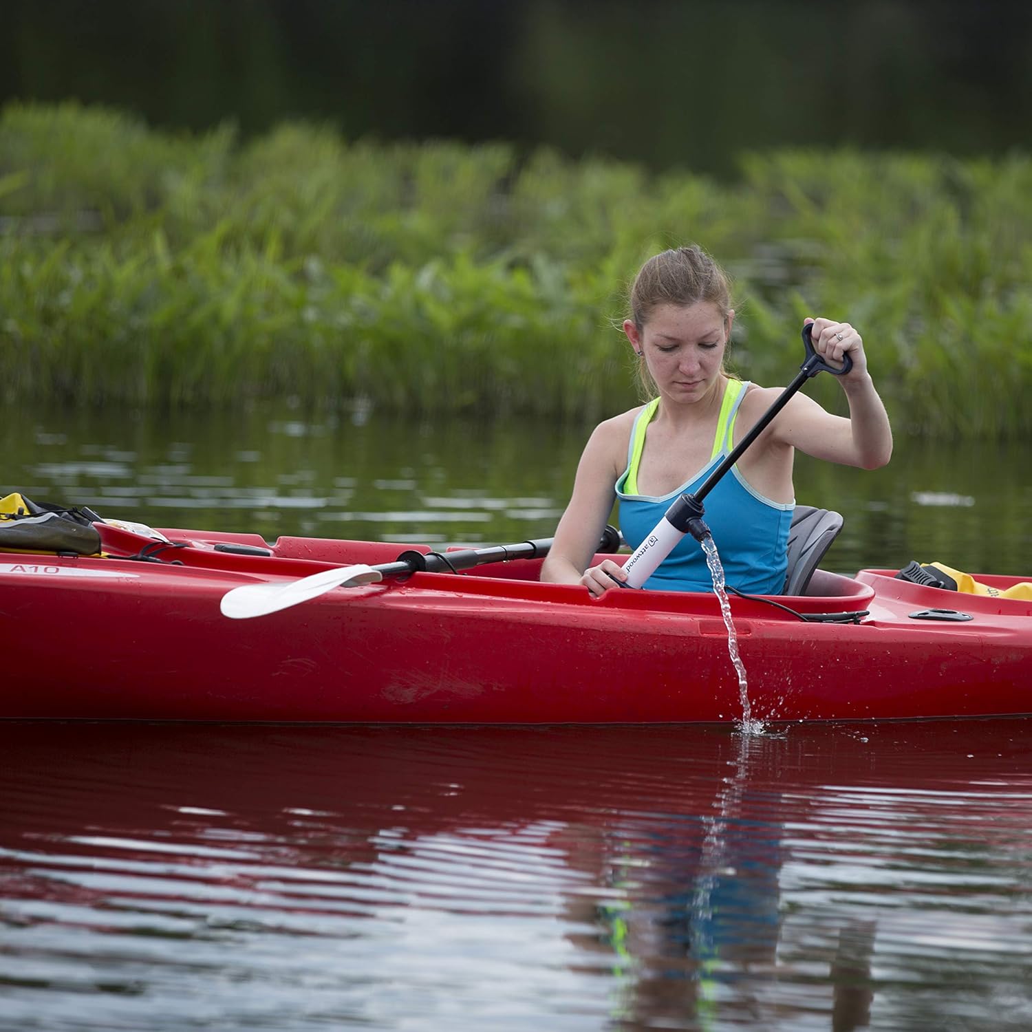 Attwood 11595-2 Hand-Operated Bilge Pump, for Kayaks, Canoes, Small Fishing Boats, 18 Inches Long, Pumps 8 GPM