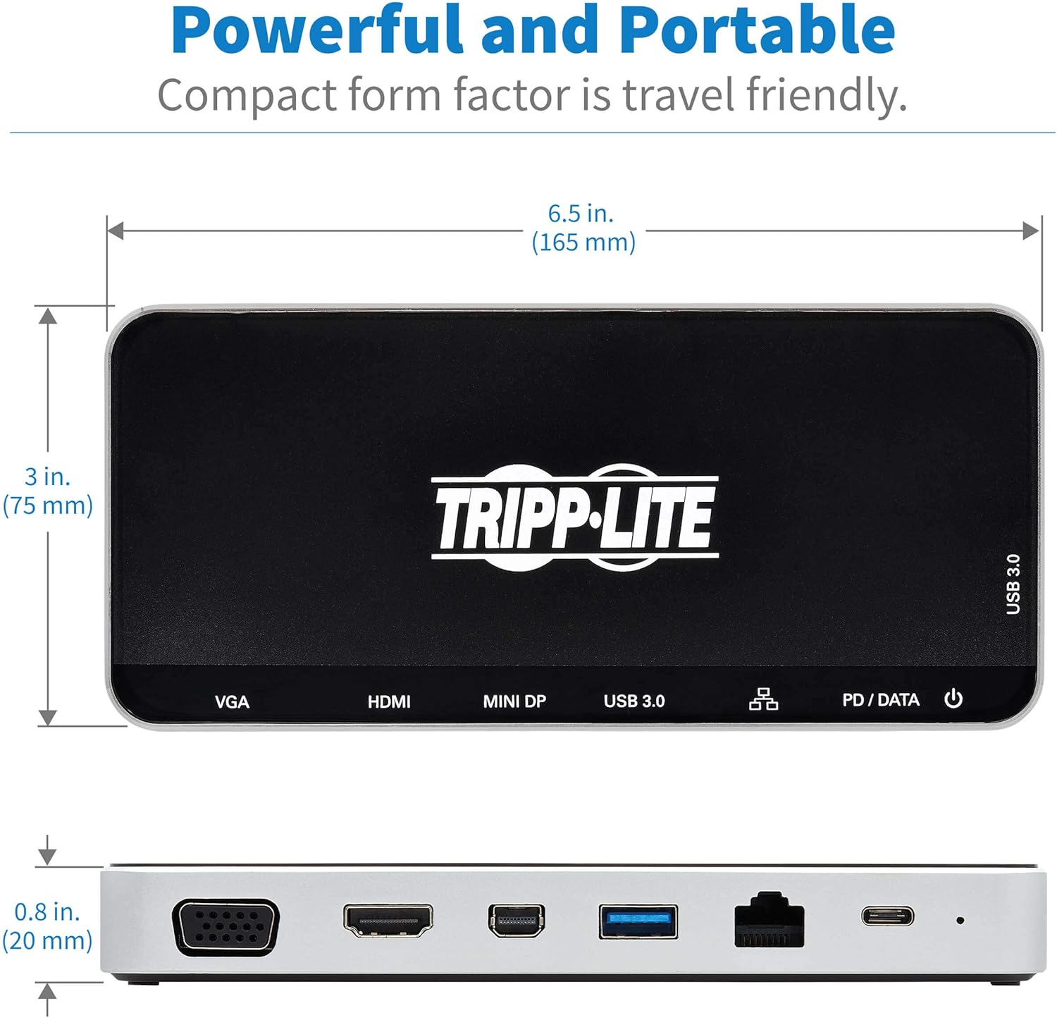 Tripp Lite USB-C Dock, 3 Monitor Display, USB Type C Hub Adds 4K HDMI, mDP, VGA, USB 3.2 Gen 1, USB-A, USB-C, GbE