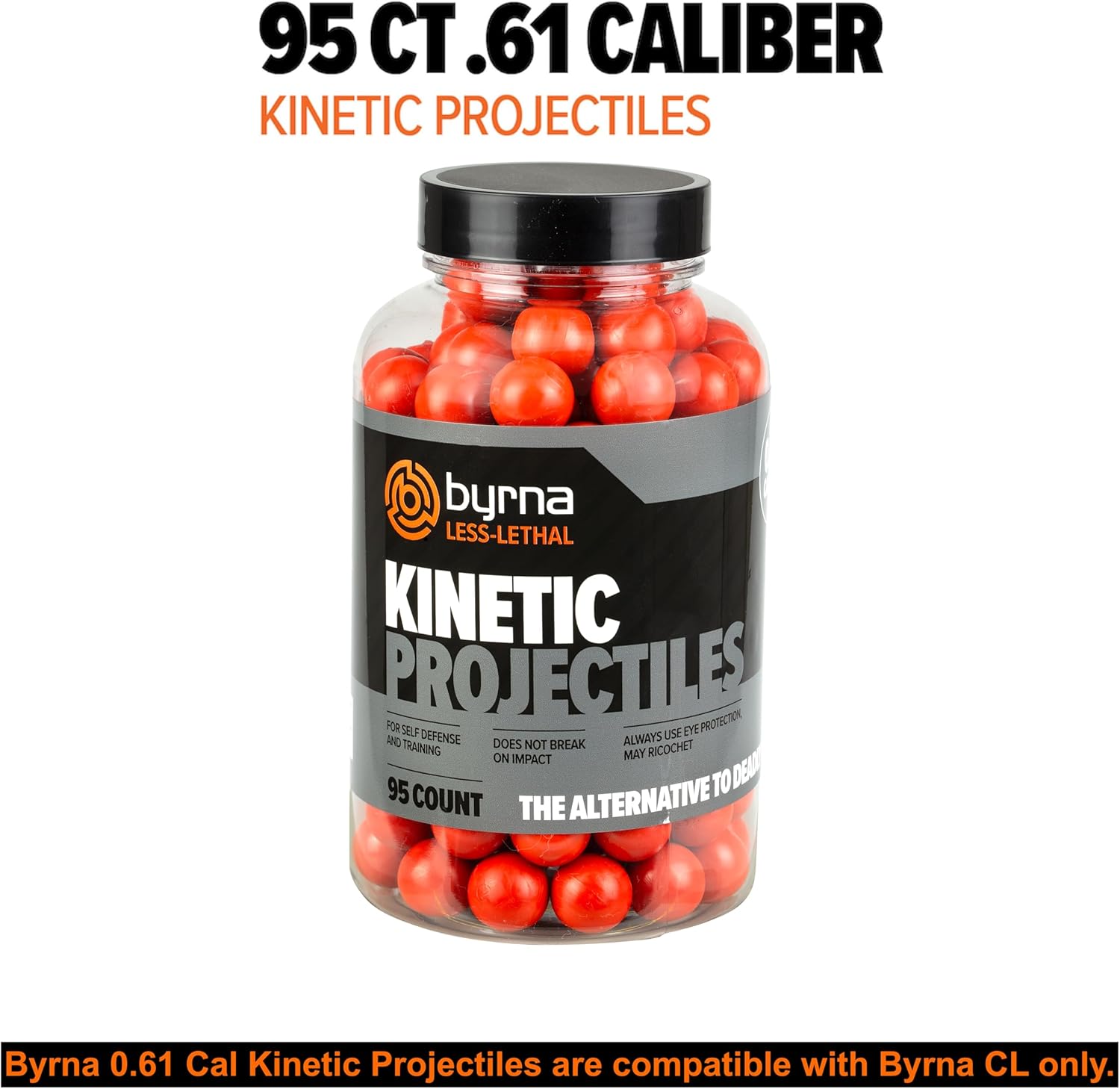 Byrna Kinetic Projectiles - .61 Cal Reusable Hard-Solid Plastic Rounds for Training, Target Practice and Self Defense