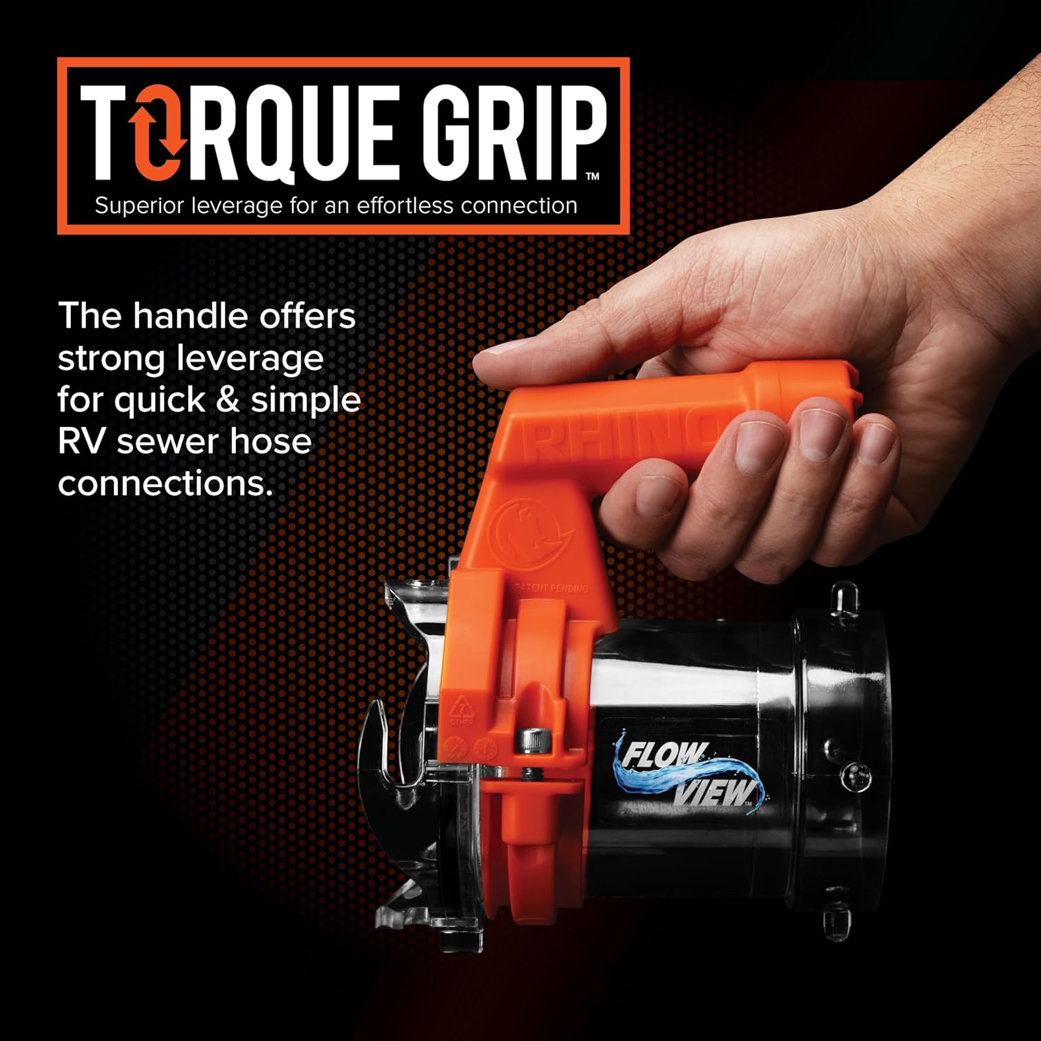 Camco Rhino RV Sewer Hose Extender PRO – 5 Sewer Hose Extension — Torque-Grip Handle with Built-in LED Flashlight