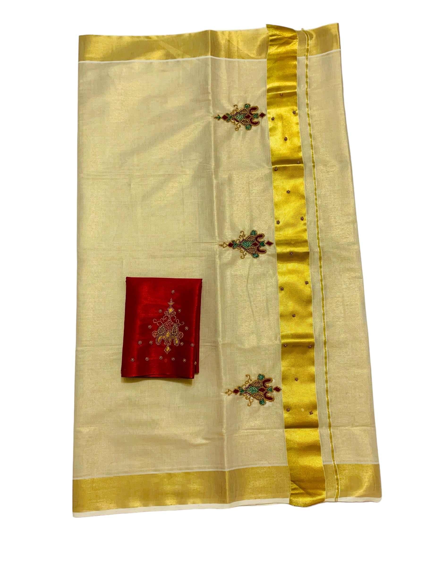 Kuthampully Kerala Kasavu Saree Tissue | Traditional South Indian Saree | Designer Indian Saree | Onam Saree - EKM-834 (Maroon)