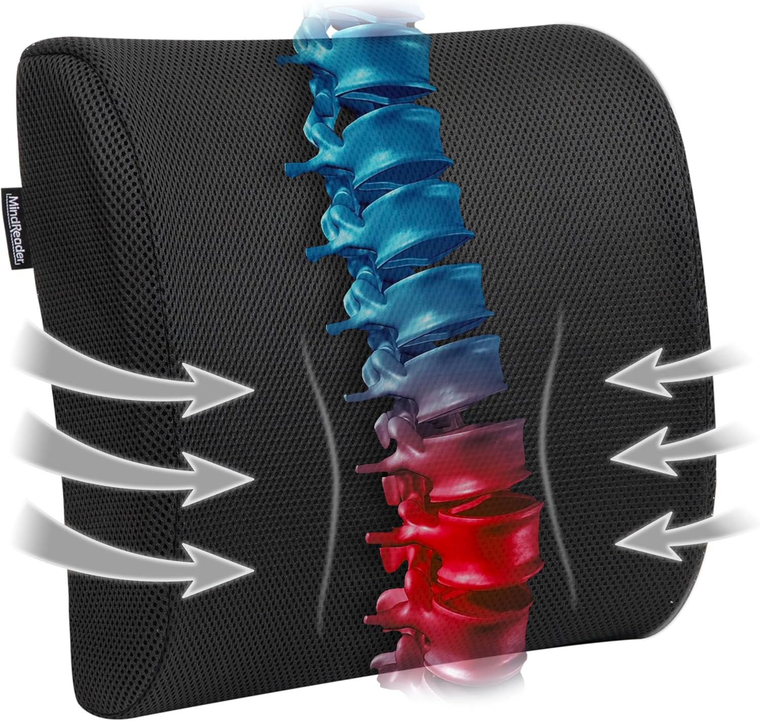 MIND READER Air-Cloud Lumbar Cushion, Memory Foam Back Support
