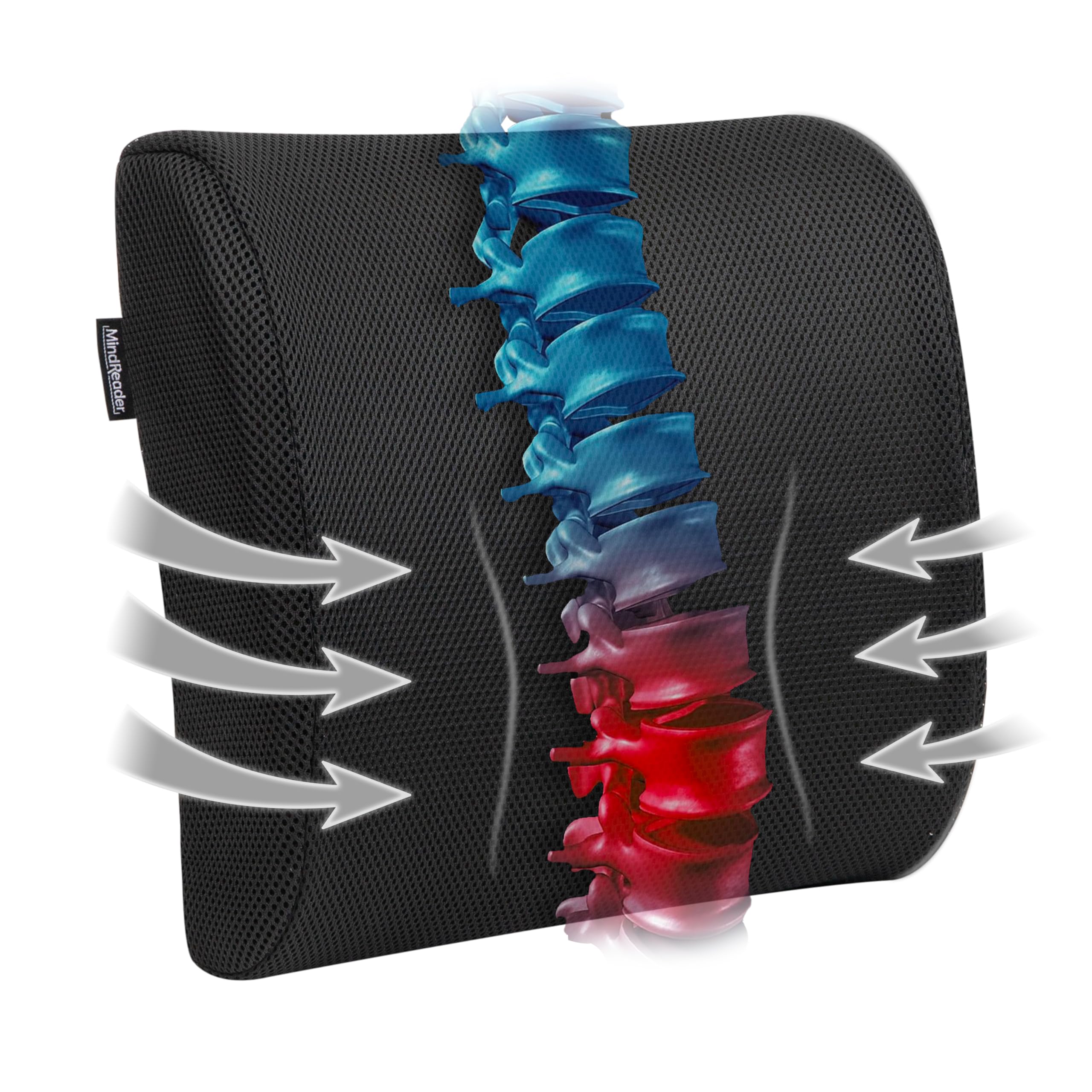 MIND READER Air-Cloud Lumbar Cushion, Memory Foam Back Support