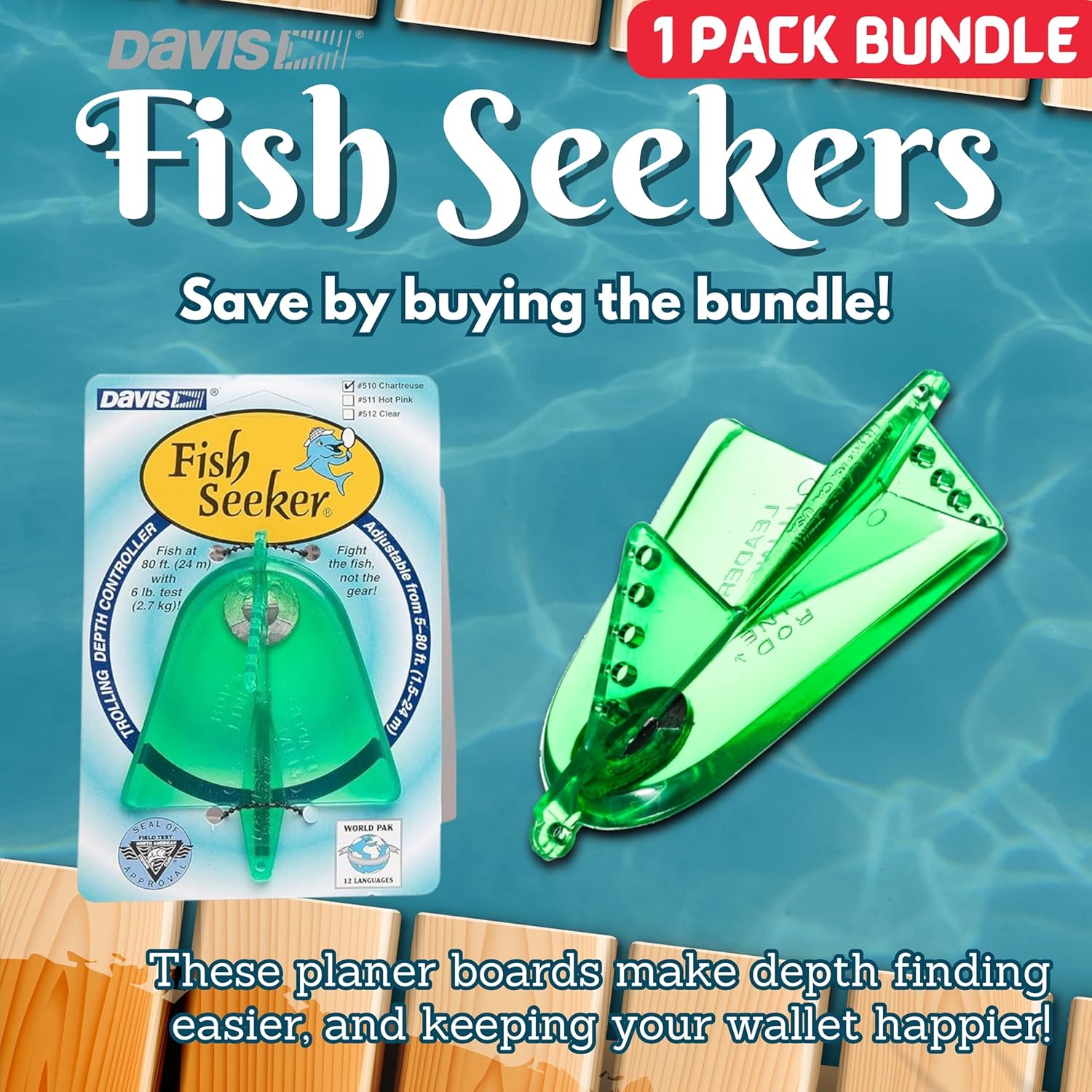 Davis Fish Seeker Trolling Plane - Chartreuse