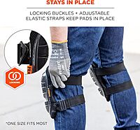 Ergodyne ProFlex 347 Professional Knee Pads, Protective Long Cap, Lighweight Gel Padded Technology, Adjustable Straps, Black