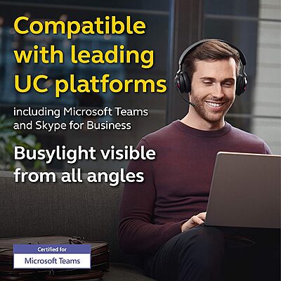 Jabra Evolve2 65 Wireless Headset On-Ear Bluetooth Headphones for Calls and Music